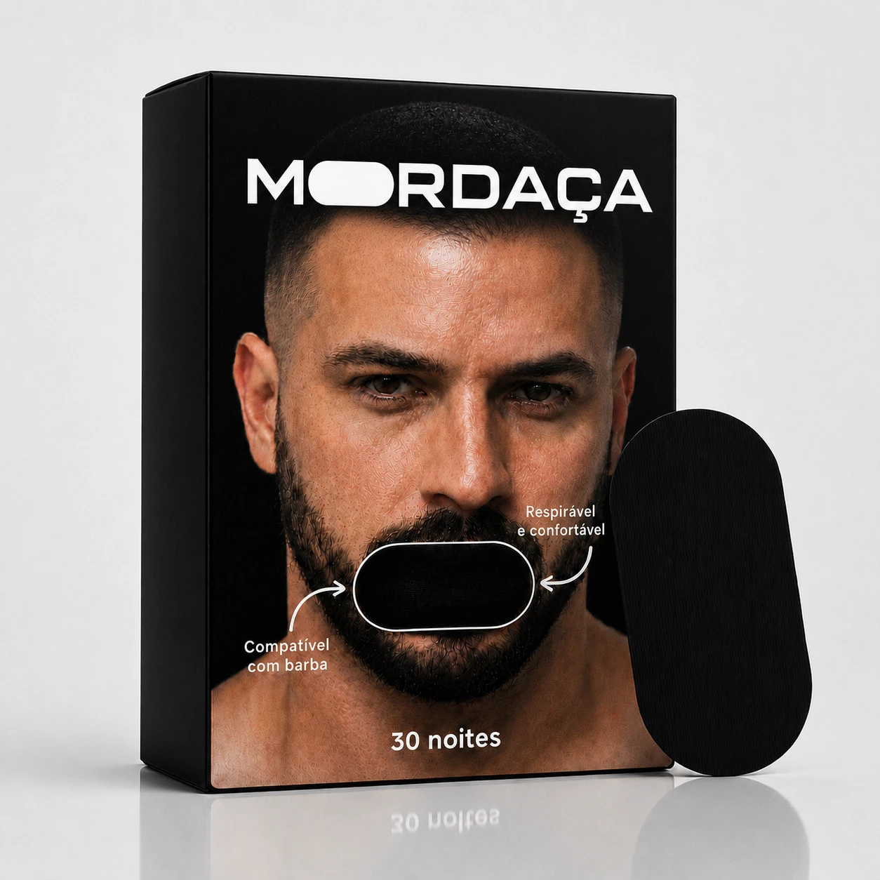 Embalagem da Mordaça, fita noturna para a boca, compatível com barba e respirável